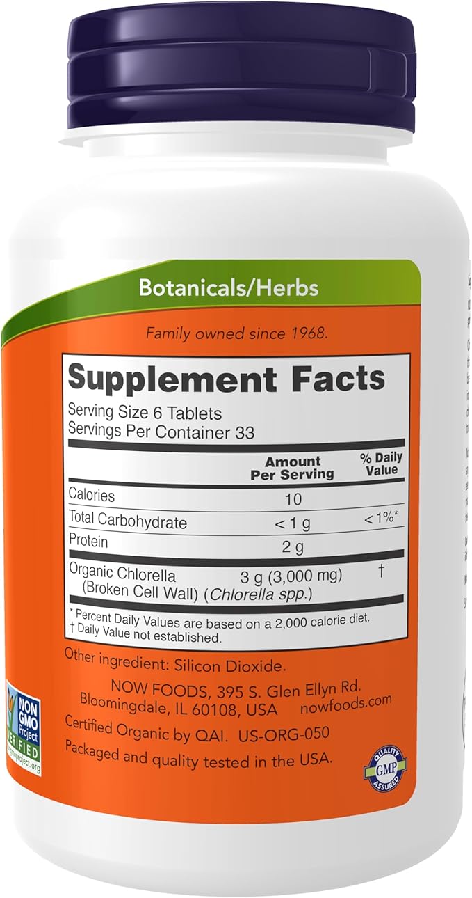 NOW Supplements, Organic Chlorella 500 mg 200 Tablets