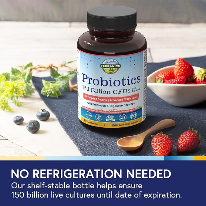 Terranics Daily Probiotics for Men & 150 Billion 25 Strains 60 Veggie