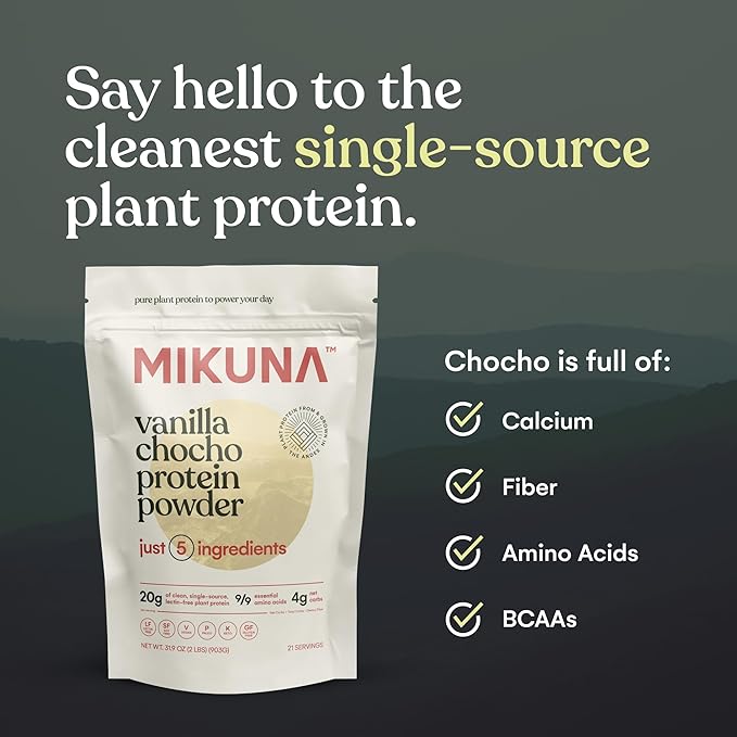 Mikuna Vegan Protein Powder (Vanilla, 21 Servings) - Plant Based Chocho Superfood Protein - Dairy Free Protein Powder Packed with Vitamins, Minerals & Fiber - Gluten, Keto & Lectin-Free