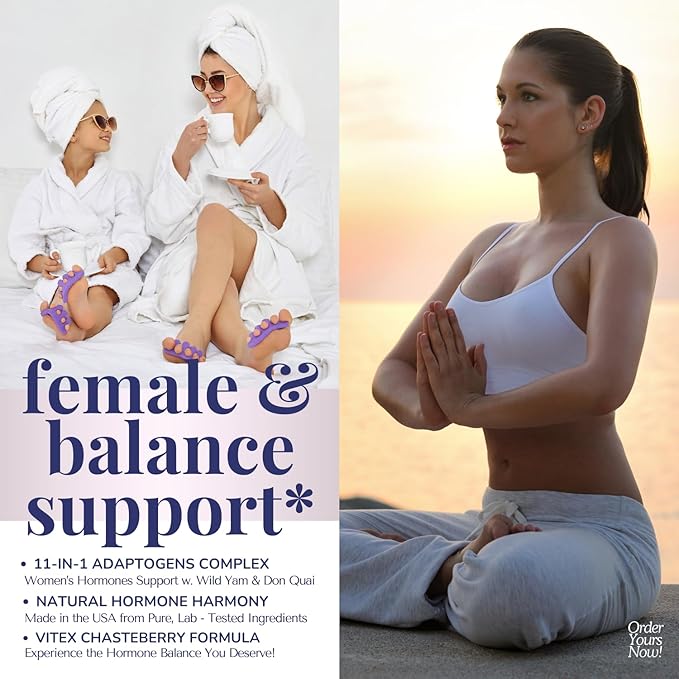 Vitex Chasteberry Supplement for Women - Adaptogens Balance Complex w. Black Cohosh and Dong Quai - Hormone Balance for Women w. Wild Yam Root - Mood Plus Hormone Harmony 60 Caps USA
