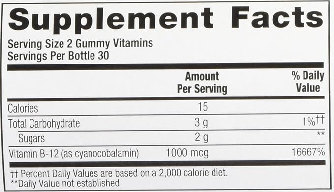 Vitafusion B12 Gummy Vitamins, Delicious Raspberry 60ct (30 (30 Day