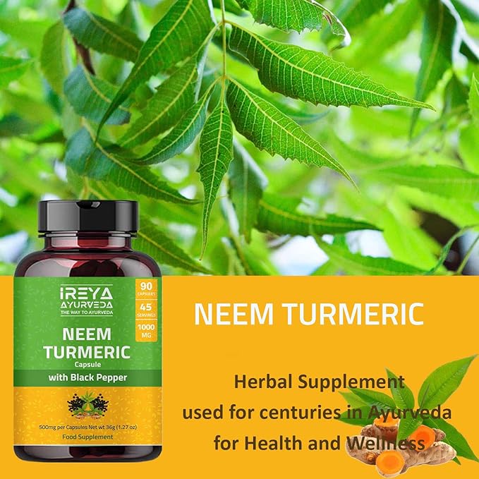 Neem Turmeric Capsules 90 Capsules 1000mg | (90 Capsules)