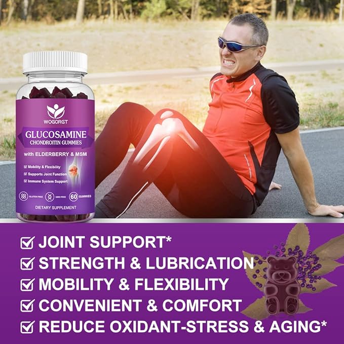 Glucosamine Chondroitin Gummies with MSM & Elderberry 1500mg Glucosamine 60 Gummies (3 Pack)