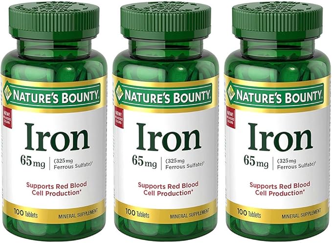 Iron 65 mg, 3 Bottles (100 Count)