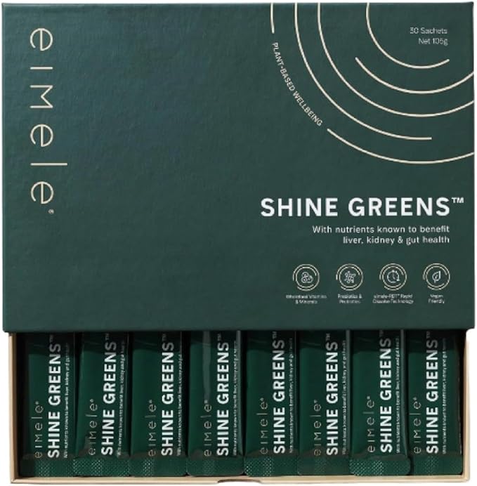 Shine Greens | Superfood Greens Powder Sachets | Supports Energy, Digestion & Immunity | Antioxidants, Essential Nutrients & Probiotics | 30 Sachets (3.70 oz Total)