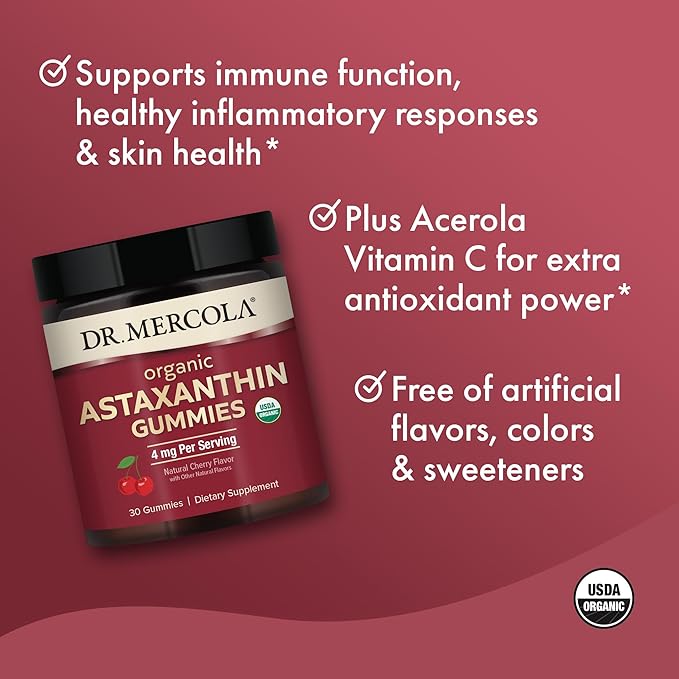 Dr. Mercola Organic Astaxanthin Gummies, 30 (30 Gummies), 4 mg