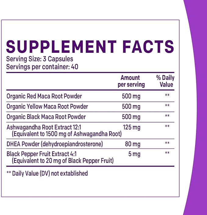 PrimeMD 6-in1 Organic Maca Root Ashwagandha Capsules 1710mg with DHEA and Black Pepper Fruit Extract - Maca Root Capsules for Women and Men - Stamina, Bone and Mood Support Supplement, 240ct (2 Pack)