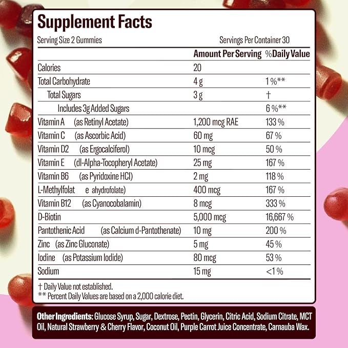 Skin Retinol and Biotin Gummies 60 Count