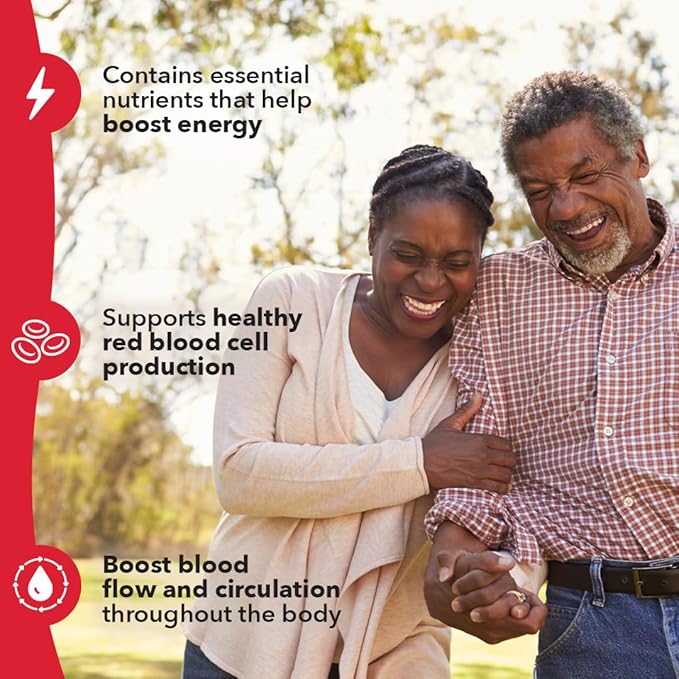 LifeSeasons Blood Nourish-R - Iron Deficiency Supplement - Non Constipating - Supports Anemia, Fatigue, Paleness & Dizziness - Blood Building - Iron, Alfalfa, Beet Root & Vitamin B-12-60 Capsules