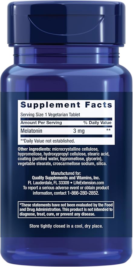 Life Extension Melatonin 6 Hour Timed 3 mg 60 Count