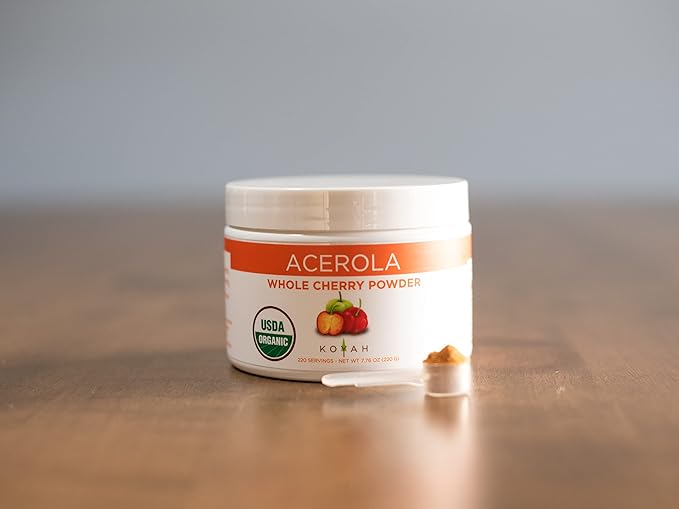 KOYAH - Organic Acerola Powder: Freeze-dried, 100% Pure, 500 mg 60 Servings,