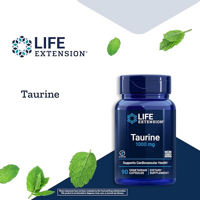 Life Extension DHEA Hormone Balance 100 Capsules and Taurine Brain Heart Health 1000mg 90 Capsules Bundle