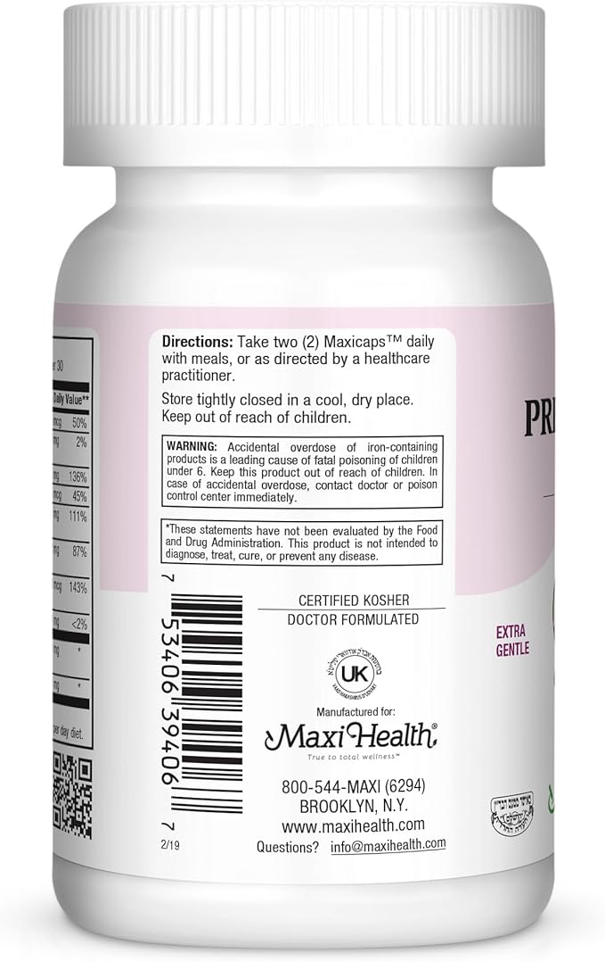 Maxi-Health Small Prenatal Capsules with Methyl Folate 60 Count