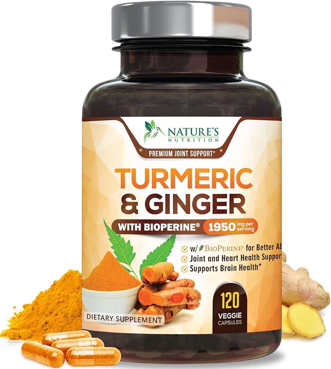 Turmeric Curcumin with BioPerine & Ginger 95% Curcuminoids 1950mg - 120 Capsules