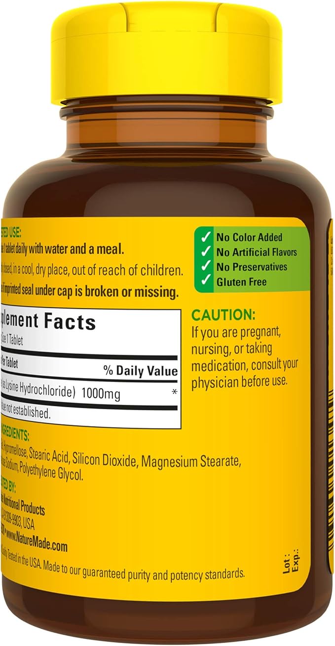 Nature Made Extra Strength L-Lysine 1000 60 Count