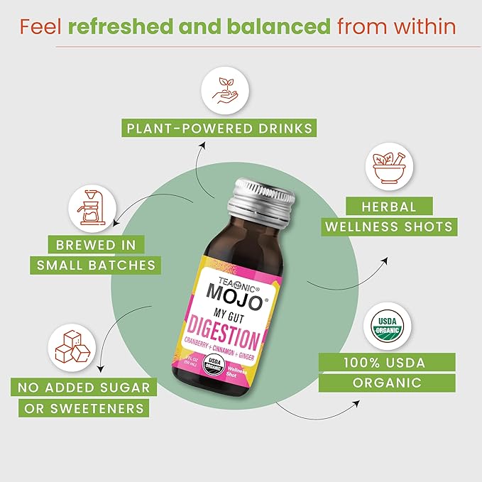 TEAONIC My Gut Mojo: Digest, Detox 12 Bottles, 2 Fl