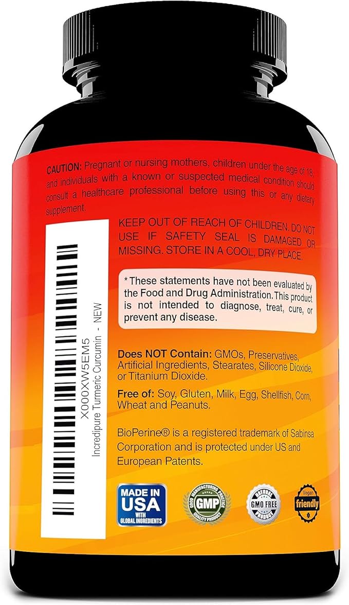 Turmeric Curcumin Supplement w/ BioPerine 755mg Per 120 Veggie