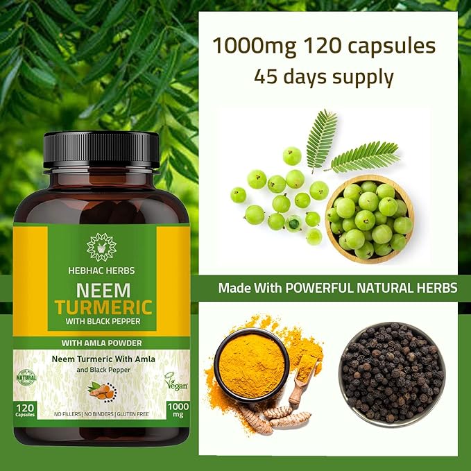 Neem Turmeric Capsules with Amla and 120 Veg 60 Days
