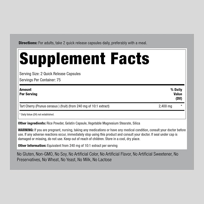 Piping Rock Tart Cherry Extract Capsules 2400mg 150 Pills