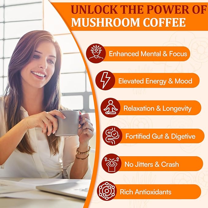 Mushroom Coffee - Mushroom Coffee Organic with 11 Superfood Mushrooms, Includes Lion's Mane, Reishi, Chaga, Cordyceps and Adaptogens, Mushroom Supplement for Energy, Focus, Memory and Immunity - 5.3oz