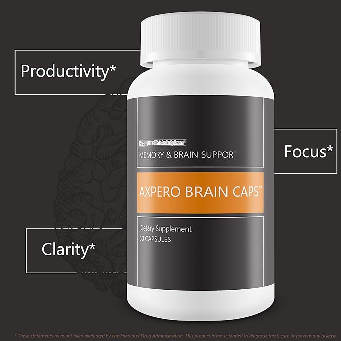 Axpero Brain Caps - Our Best Memory Brain Support Supplement for Women & Men - Axpero Oral Memory Supplement for Brain - Brain Supplements for Memory and Focus - Memory Vitamins Brain Memory Support