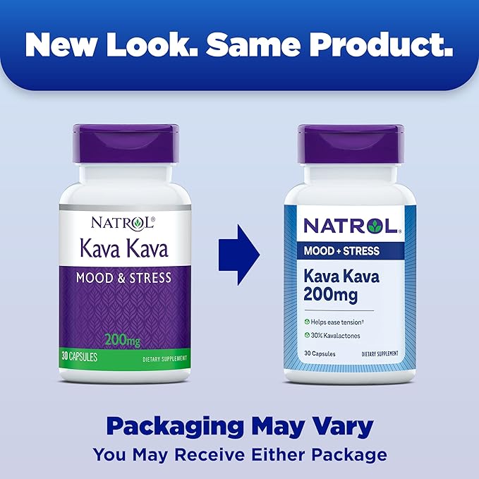 Natrol Mood & Stress Kava Kava 200mg, Dietary 30 Capsules, 15-30 Day