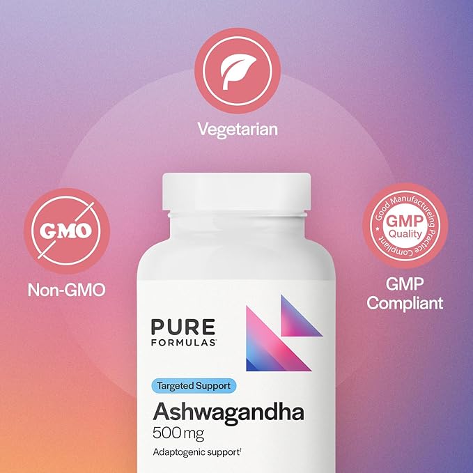 PureFormulas Ashwagandha 500mg, Adaptogenic Ashwagandha Supplements, 120 Capsules