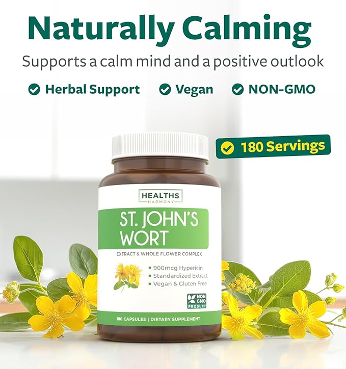 St. John's Wort 180 Capsules 900mcg Hypericin 500mg Per