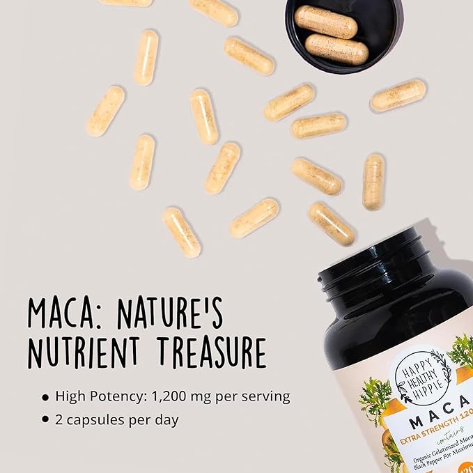 Organic Maca Root Capsules 1200 mg 120 ct