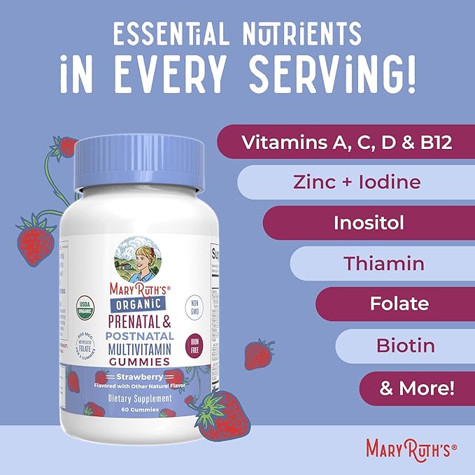MaryRuth Organics Prenatal Vitamins for Women 800 mcg 30 Servings