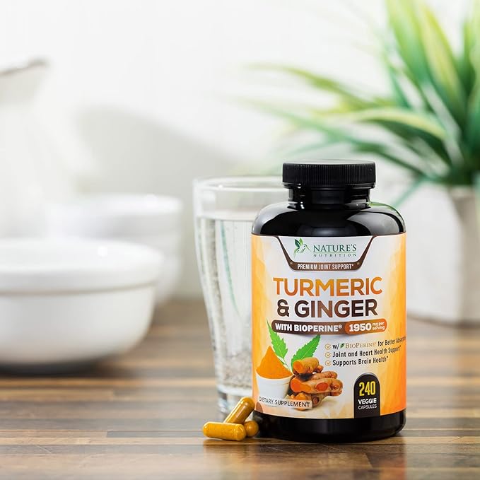 Turmeric Curcumin with BioPerine & Ginger 95% Curcuminoids 1950mg - 240 Capsules
