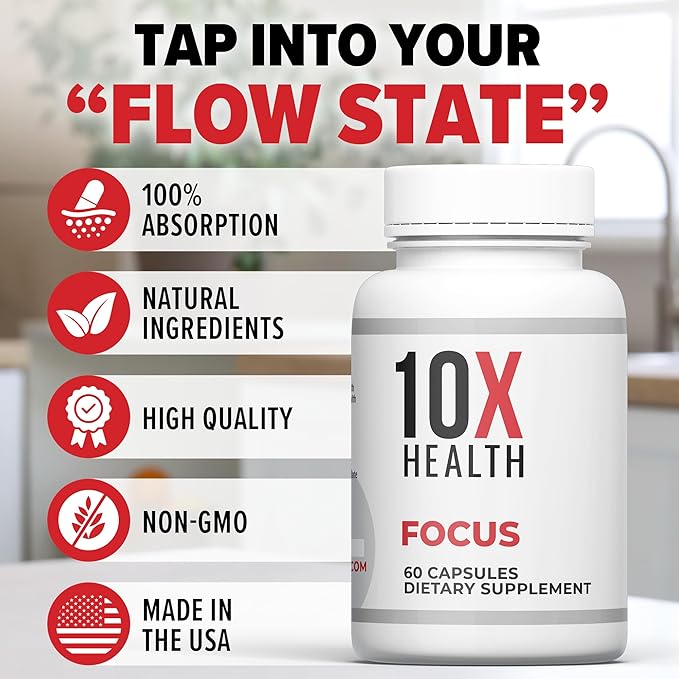 10X Health Focus Brain Supplements 60 Capsules