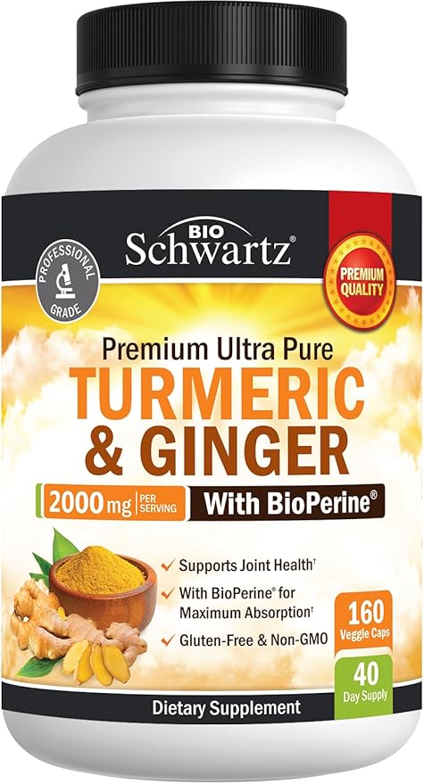 Turmeric Curcumin and Ginger 2000mg 95% Standardized 160 Capsules