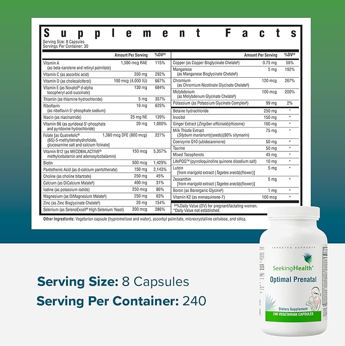 Seeking Health Optimal Prenatal, Women’s Vitamin B12, Methylfolate, 240 Vegetarian