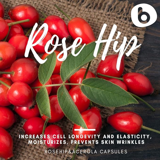 b Organic Rose Hips & Acerola 1000mg, for (90 Capsules)