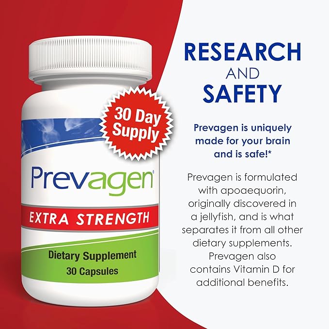 Prevagen Extra Strength - 90 Capsules (3-Pack of 30 Pills) | Prevagen for Your Brain | Prevagen Extra Strength Capsules - Brain Supplement with 20mg of Apoaequorin Plus Vitamin D3