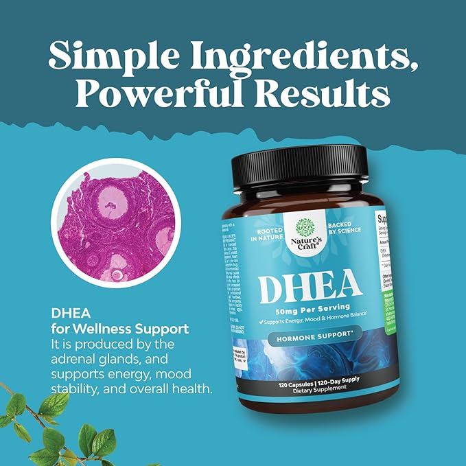 DHEA 50mg for Men and Women - High Strength DHEA Supplement for Women & Men Enhanced Energy and Hormone Balance & - Women's Hormone Balance Supplement (4 Month Supply)