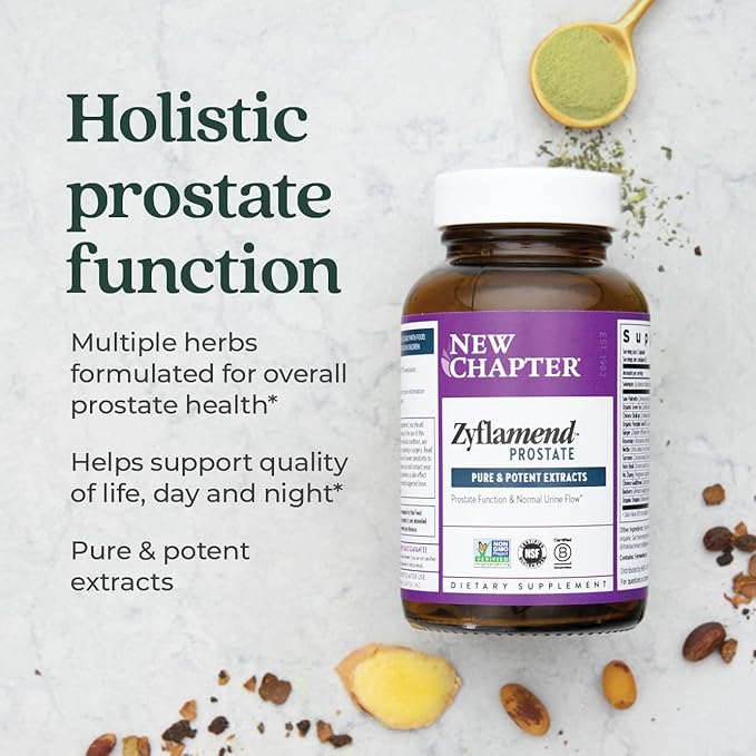 New Chapter Prostate Supplement Zyflamend Prostate with Saw Palmetto + Pumpkin Seed Oil + Turmeric for Prostate Health Vegetarian Capsule, 60 Count