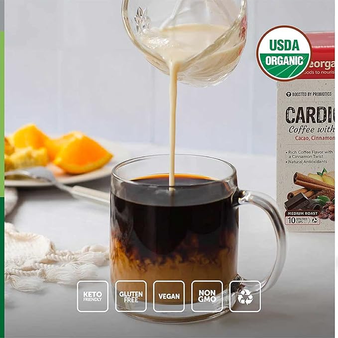 BareOrganics Cardio Care Coffee With Superfoods & Probiotics | Keurig K-Cup Compatible Coffee Pods | USDA Certified Organic, Vegan, Non-GMO & Recyclable 72ct