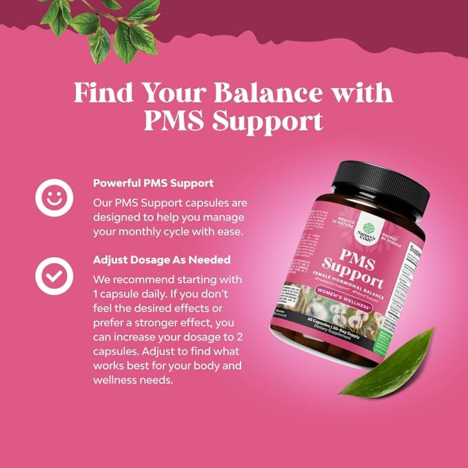PMS Support Supplement for Women – Menstrual Hormone Balance for Women with DIM, Chasteberry, Black Cohosh & Ashwagandha - for Period Cramps Relief, Menopause Bloating, Mood Swing – 60 Capsules