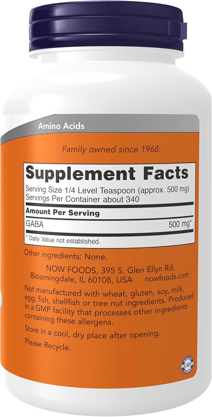 NOW Supplements, GABA (Gamma-Aminobutyric Acid) Powder, 6-Ounce