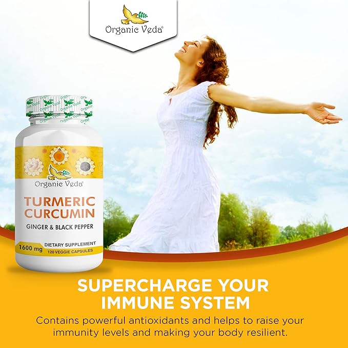 Organic Veda Turmeric and Ginger Capsules 120 pills (95% curcuminoids)