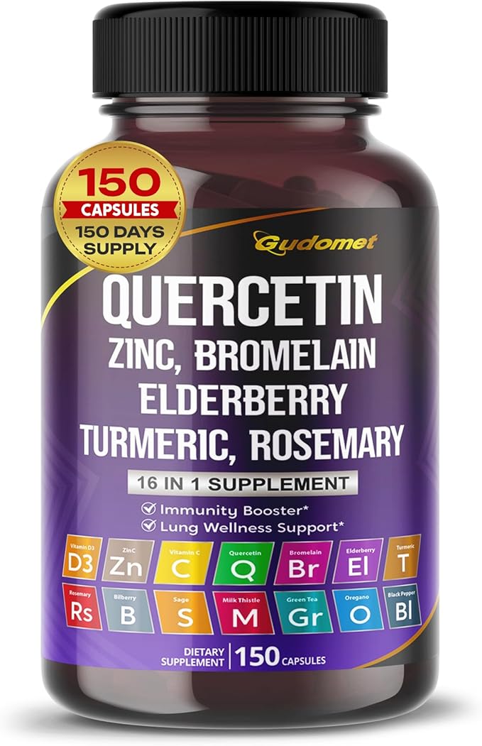Quercetin Bromelain Zinc Vitamin D3 Elderberry -150 Capsules-