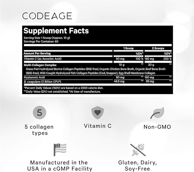 Codeage Multi Collagen Peptides + Probiotics 21oz