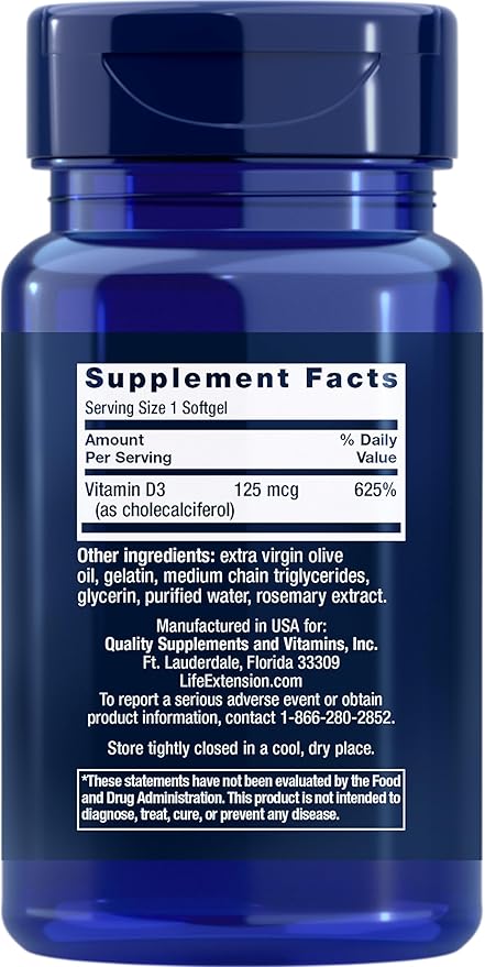 Life Extension DHEA 25mg Hormone Balance & Vitamin D3 5000IU Bone Health - 100 Capsules & 60 Softgels
