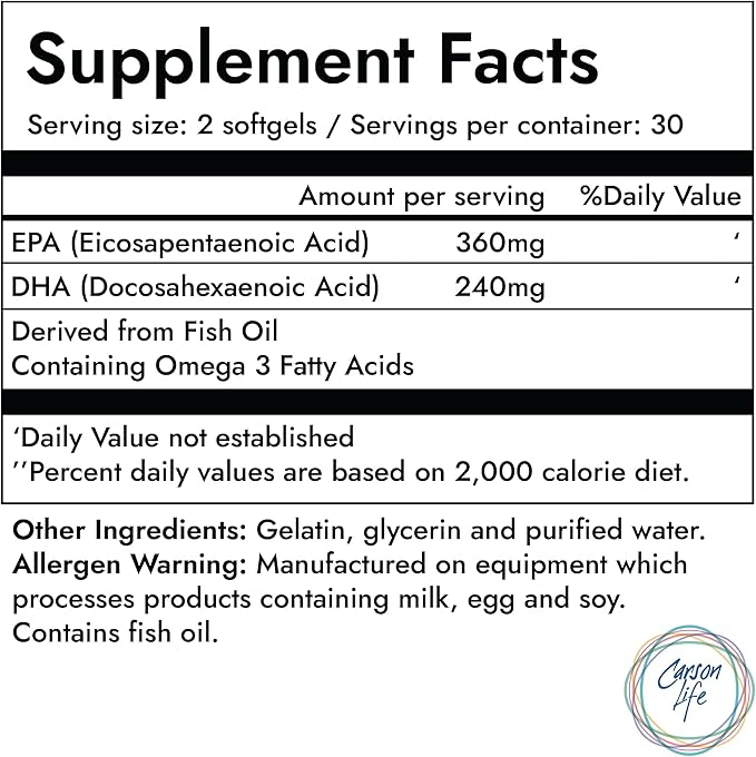 Carson Life DHA & EPA Brain Supplement 60 Capsules 2 Pack