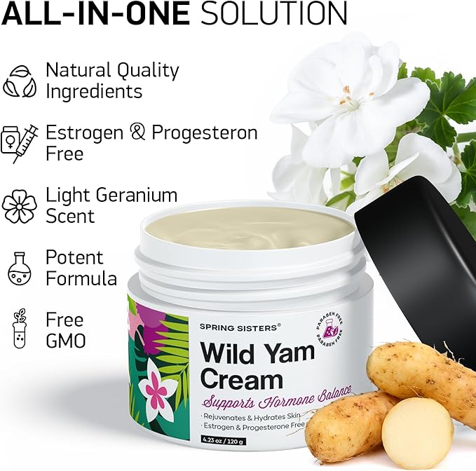 Wild Yam Cream for Hormones with Black Cohosh, Vitex, Shea Butter - Cream for Hormone Balance