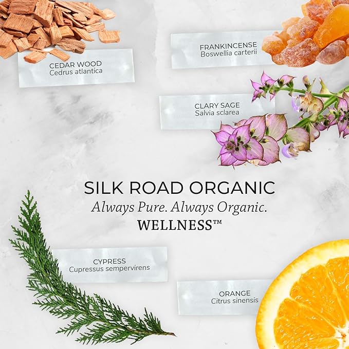 Organic Wellness Essential Oil Vitality Blend Roll On - 100% Pure USDA Certified Frankincense, Cypress, Cedarwood, Clary Sage, Orange - Thrive Naturally, 10 ml Roller by Silk Road Organic