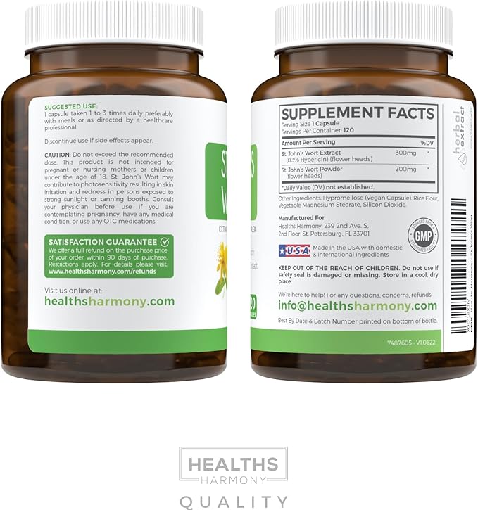 St. John's Wort 120 Capsules 900mcg Hypericin 500mg Per