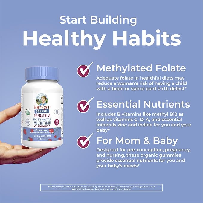 MaryRuth Organics Prenatal Vitamins for Women 800 mcg 30 Servings